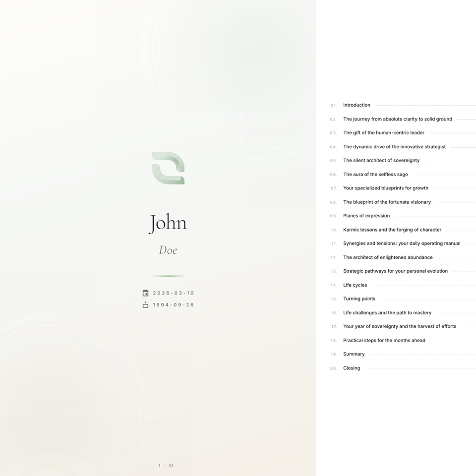 Numerological Profile - sample page 1