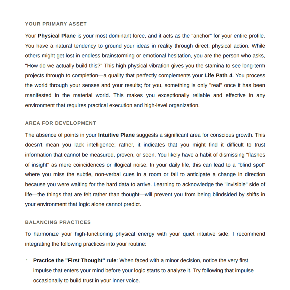 Numerological Profile - sample page 5